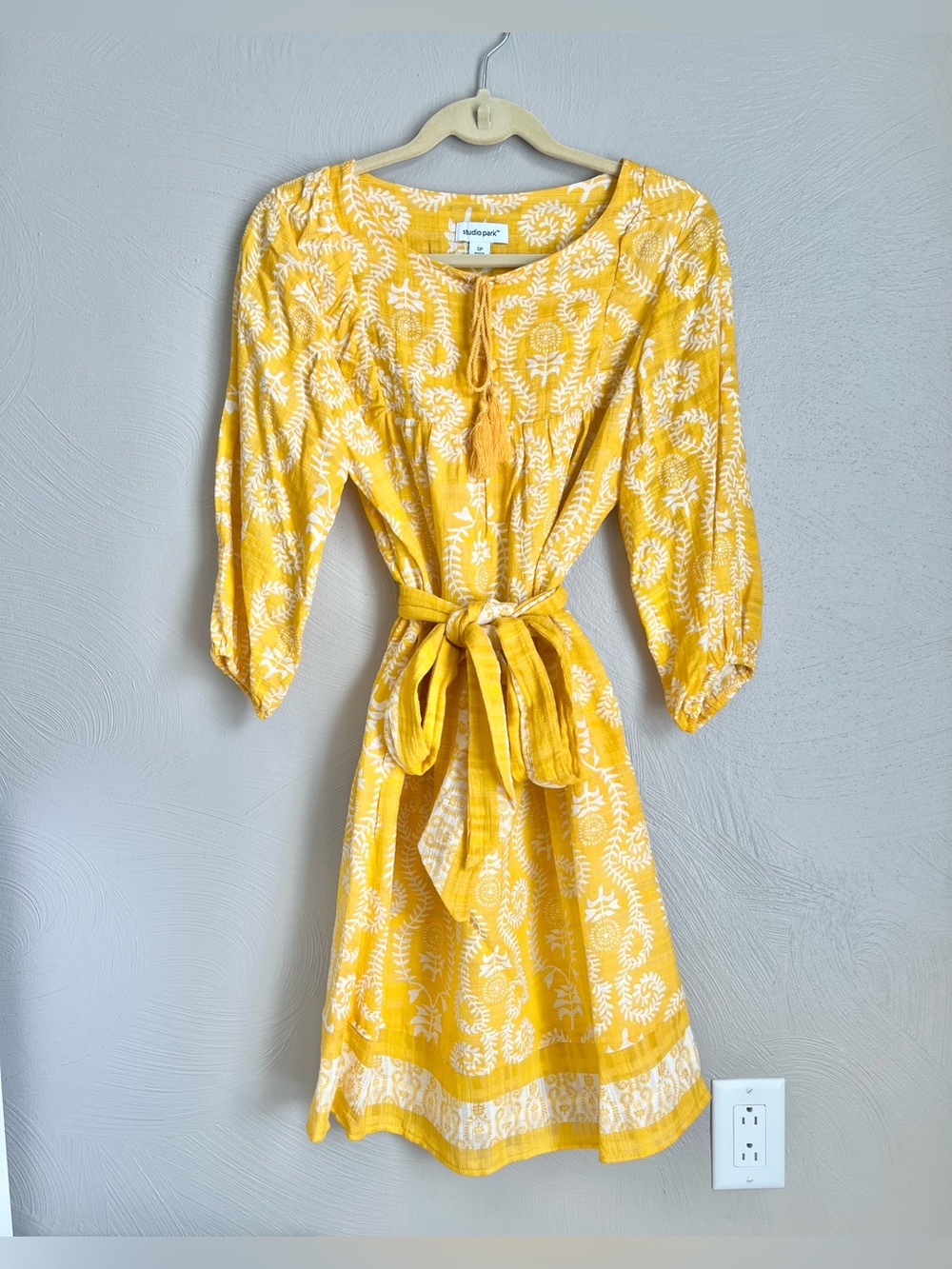 Studio Park Petite Textured Cotton Dress w/Belt